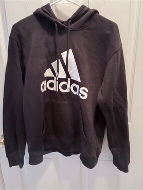 adidas Black Hoodie with White Trefoil Logo